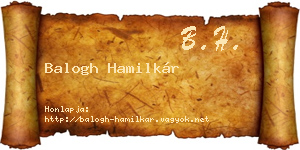 Balogh Hamilkár névjegykártya